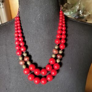 Elegant Red‎ Beaded Necklace